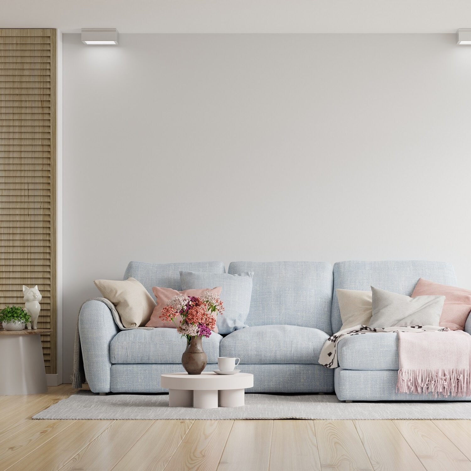 White wall living room have sofa and accessories decoration in the room.3d rendering
